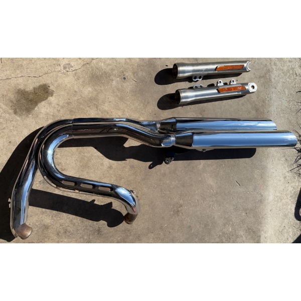 Harley Davidson exhaust and fork sliders chrome 