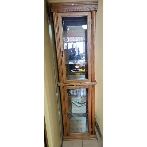 Wooden Display Cabinet with 6 Shelves and Interior Light 74 L, 21 W, 11 D