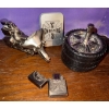 Image 1 : Vintage AMF Motorcycle Table Lighter & West Coast Chopper Zippo-Like Lighters