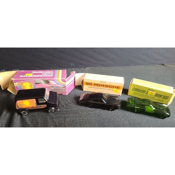 Avon Collectibles: Vantastic, 68 Porche, Corvette Stingray ,65, w/ Original Boxes for All Three 