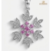 Image 1 : Pink Lab-Created Sapphire and 0.04 CT. T.W. Diamond Snowflake Pendant in Sterling Silver 2.92G