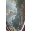 Image 2 : Board Print of Waterfall and Bridge Scene in Oval Frame 26 X 44
