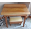 Image 4 : Gorgeous Wood Table/Stool Set + Potted Artificial Flowers (L is 28W, 24D, 24T, M  is 18W, 13D, 12T) 