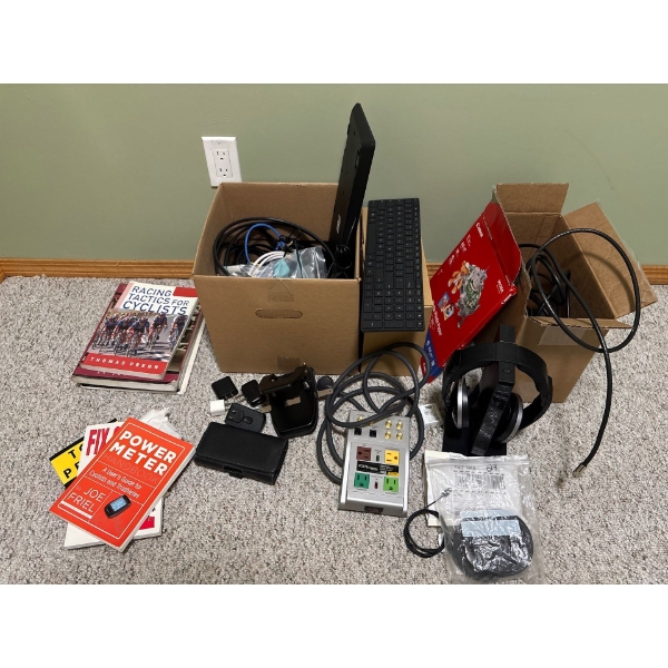 Collection Of Books  Keyboards Sony Digital WireLess HeadPhones 