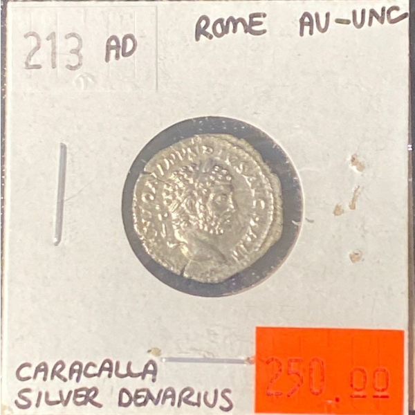 213 AD Emperor Caracalla Roman Silver Denarius