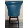 Image 3 : Blue Swivel Counter Bar Stool W/High Back & Wooden Legs  Leather Bar Chair