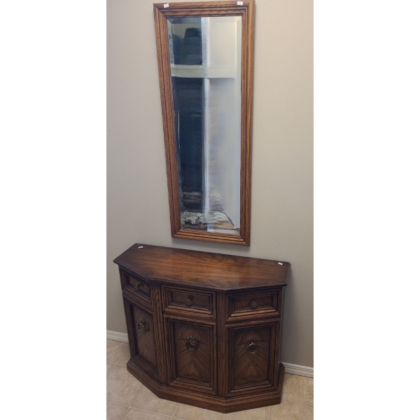 Craftline Hall Table 34 W, 12 D, 28 T and Craftline Wall Mirror 16.5 X 41.5 