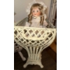 Image 4 : Decorative 70s Lattice Wrought Iron Handles Magazine Rack 12T w/ Assorted Dolls & More