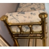 Image 5 : Vintage Brass Upholstered Vanity Bench with Bolster Pillows