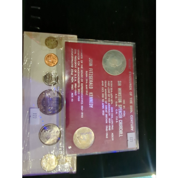 Great Statesmen of the 20th Century Coins & RCM 1963 Canadian Triple Silver 80% Proof Coin Set