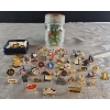 Image 1 : Collection of Vintage Canadian Souvenir Pins with a Jar of Marbles