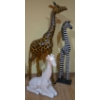 Image 1 : Giraffes, and Zebra Paper Mache/Ceramic Figures - Tallest is 40T 