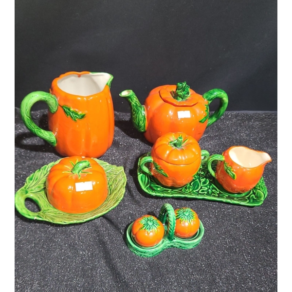 Vintage Tomato Table Serving Pieces- Pitcher 5 T, Teapot, Butter Dish and More!