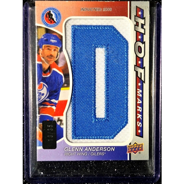 Glenn Anderson 2023-24 Upper Deck "HOF Marks" Jersey Sample Memorabilia Hockey Card