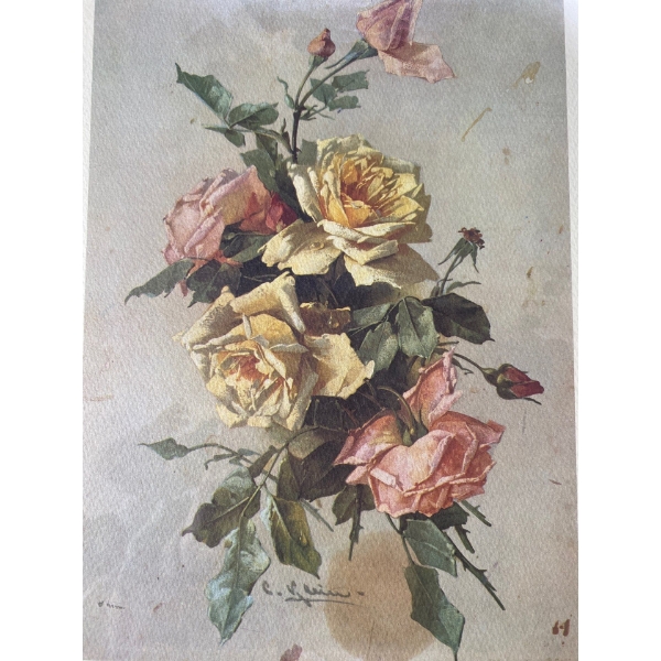 Yellow & Pink Roses Print (10" x 13" Before Frame)