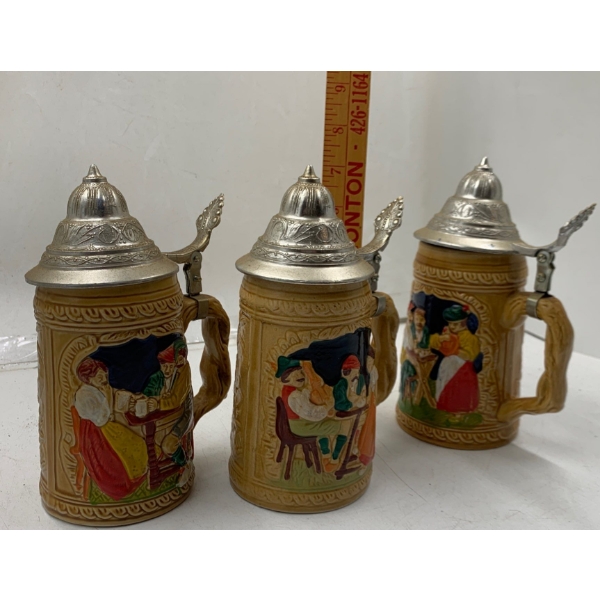 3 Smaller Beer Steins From Germany 