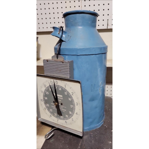 Antique Milk Can 18T w/ Haning Dairy Scale 