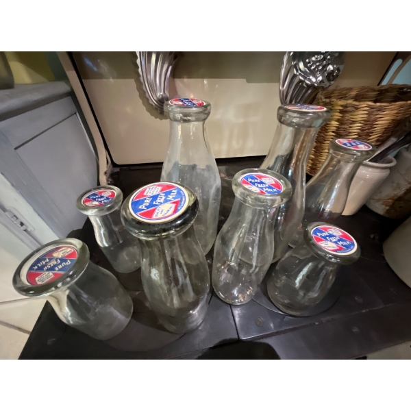 collection of small, medium and large antique milk jugs 8
in total