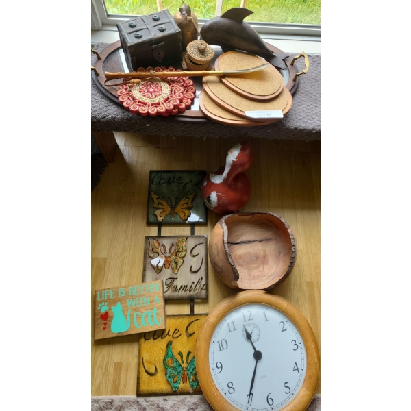 Wooden Tray, Box, Dolphin Sculpture & more