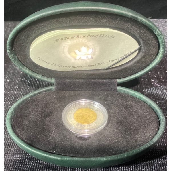 2000 $2 Polar Bear 24K Gold Plated Core, 92.5% Silver Coin, 8.83 grams