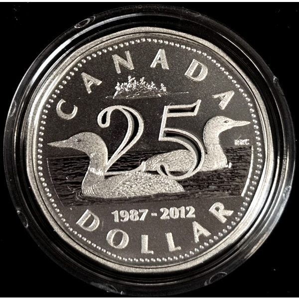 2012 $1 The Loonie 25th Anniversary - 99.9% Fine Silver Dollar