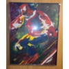Image 1 : Abstract Painting Signed Heather Hempstock 22 X 27 Framed Under Glass