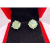 Image 1 : 6ct Round Moissanite Blue-Green Cyan Color 4 Claw Heads Set in 925 Silver Earrings