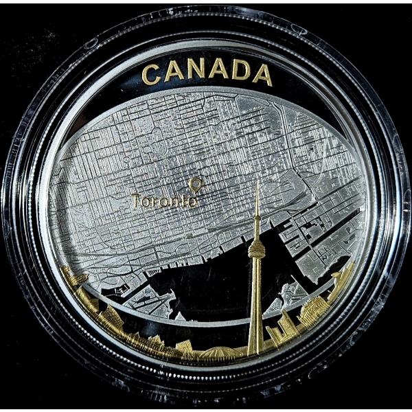 2011 $25 Toronto City Map - 99.9% Fine Silver Coin