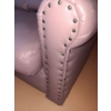 Image 2 : Pink Faux Leather 3 Seater Couch with Studded Arm Details 84 L, 36 T, 35 W