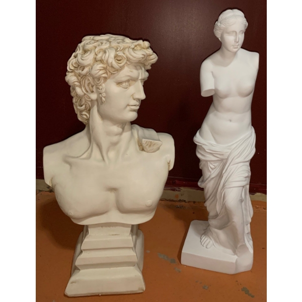 David Resin Statue 22 T and Venus de Milo Resin Statue 24 T