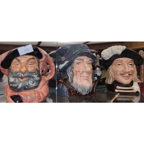 Royal Doulton: Falstaff, Rip Van Winkle, Aramis, 4 T