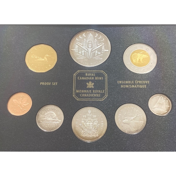 2000 Canadian Proof Set 92.5% Silver 1.69 Troy Ounces