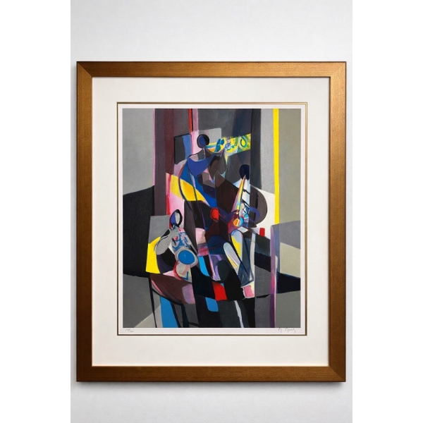 Marcel Mooley, Les Jazzmen Lithograph In Color on Woven Paper Signed in Pencil Numbered Edition /300