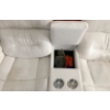 Image 3 : White Upholstered Reclining Two Seater Loveseat w/ Controlled Electric Reclining & Cup Holders  Well