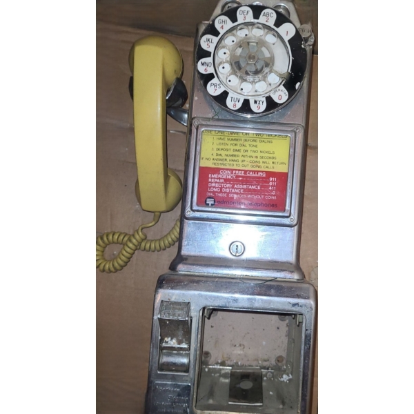 Vintage Pay Phone- As Shown- Missing Front Coin Box Compartment