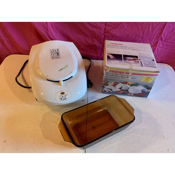 Kitchen Lot, Grilling Machine, Starfrit Steamer and Vintage Oven Wear