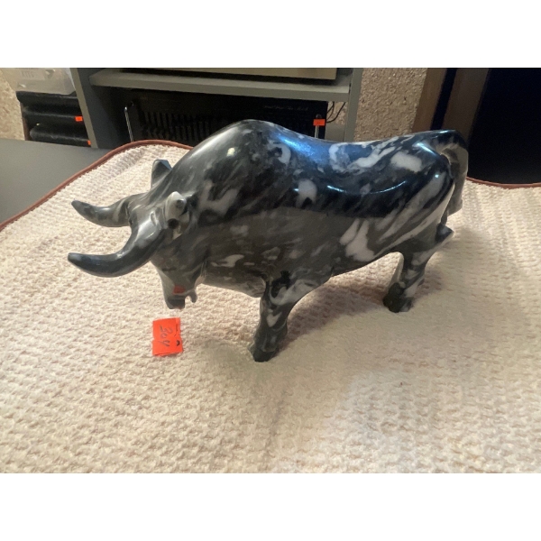 Carved Marble Bull 5" High x 8.5 Inches long
