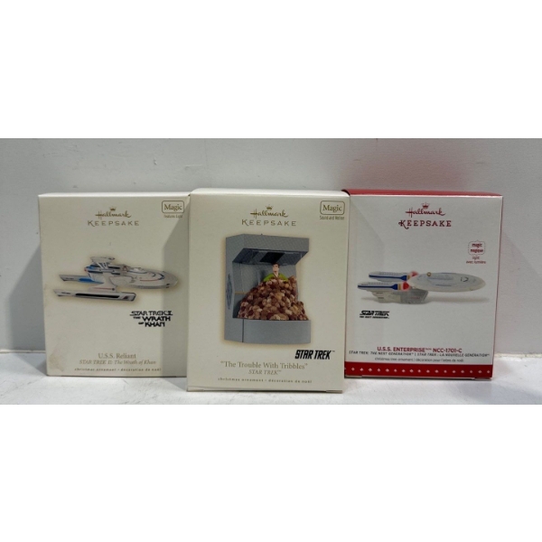 Star Trek- USS Enterprise, USS Reliant, The Trouble with Tribbles Hallmark Ornaments