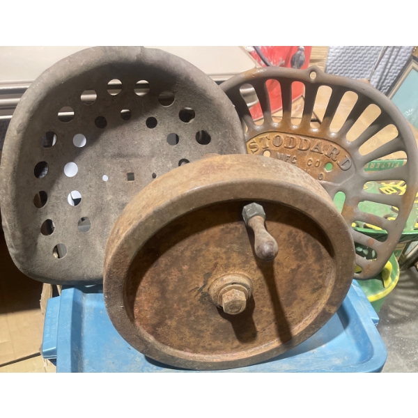 Stoddard MFG CO Dayton Metal Tractor Seat + Hand Powered Fly Wheel Drive