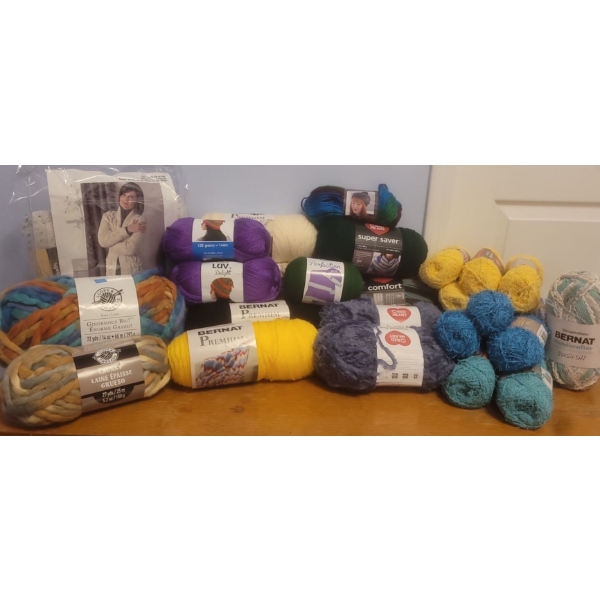Collection Of Yarns & Thread w/ Sweater Pattern for a Handmade Gem