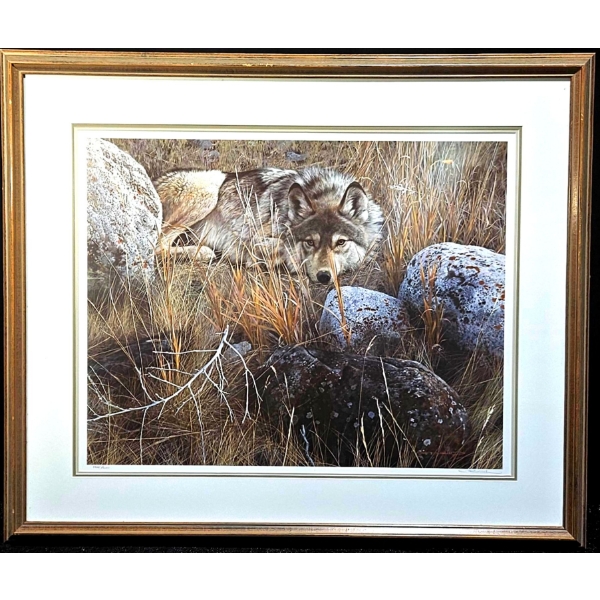 'One to One - Gray Wolf' by Carl Brenders - 38W x 32H" (1990)