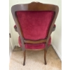 Image 3 : Red Velvet Upholstered Armchair with Carved Wooden Frame