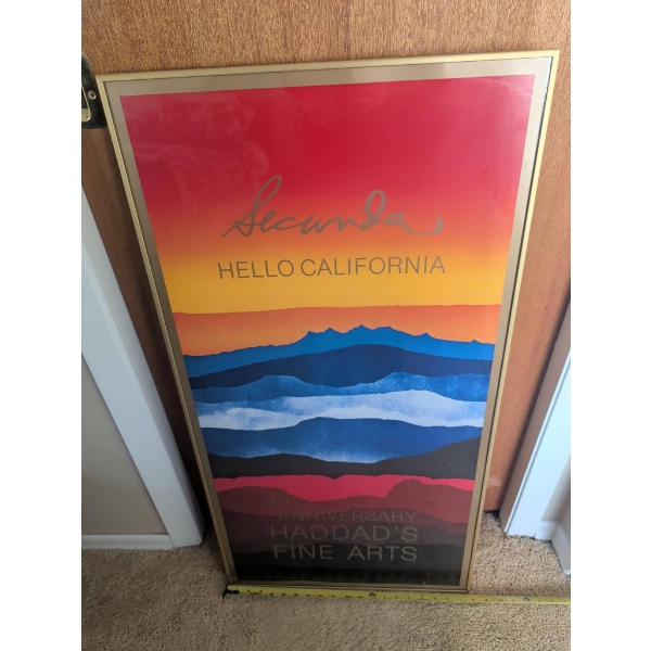 Framed Hello California Poster With Metallic Accents, 37x17 Inches