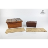 Image 1 :  Rustic French Wooden Stool 1900s , Mahogany BOX  , Old  Envelope From Department of the Provincial 