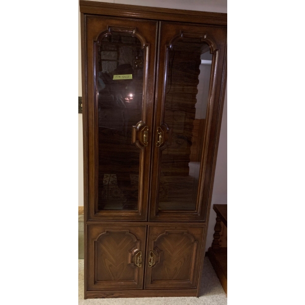 Wooden Cabinet w/ Glass Doors and Light - 32W, 16D, 82T 