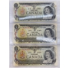 Image 1 : 3 Canadian 1973 $1.00 Bills Prefix *GL *AL *GY