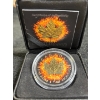 Image 1 : BURNING MAPLE LEAF – 2016 1 OZ $5 9999FINE SILVER COIN – RUTHENIUM FINISH AND 24K GOLD GILDING