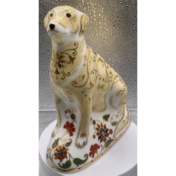 Gorgeous English Royal Crown Derby Bone China 'Labrador' Figurine - 7In Tall 