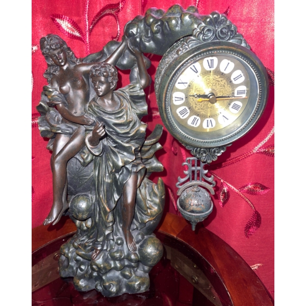Cherub Floral Pendellum Wall Clock 13T