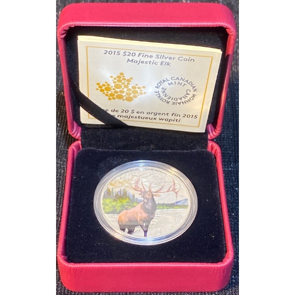 2015 $20 Majestic Elk Fine Silver Coin 31.39 Grams
